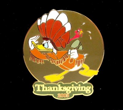 Donald Duck with turkey Thanksgiving 2003 Disney pin