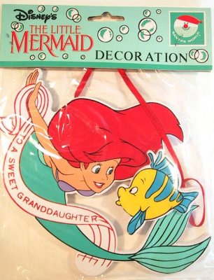 'To A Sweet Granddaughter' Ariel and Flounder Disney wood ornament