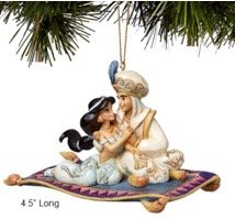 Aladdin and Jasmine on magic carpet ornament (2017) (Jim Shore Disney Traditions)
