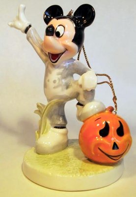 Mickey Mouse as Halloween skeleton with pumpkin Disney ornament