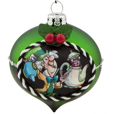 Mad Hatter and Dormouse glass drop ornament (2013)