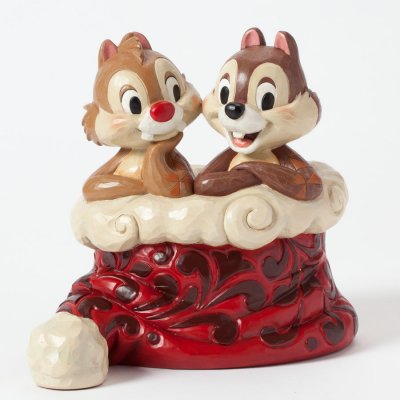 'Holly Jolly Christmas' - Chip 'N Dale in hat figurine (Jim Shore Disney Traditions)