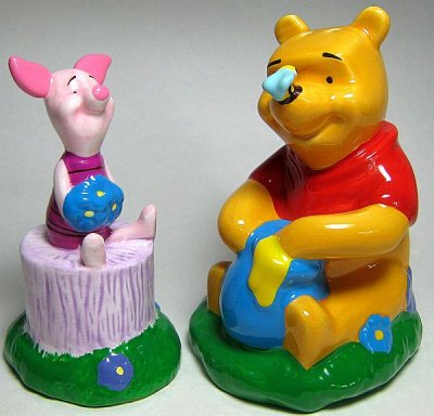 Winnie the Pooh and Piglet sitting salt and pepper shaker set