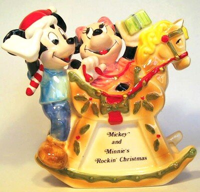 Mickey Mouse and Minnie Mouse with rocking horse Rockin' Christmas figure