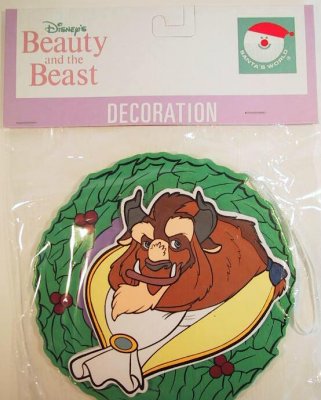 Beast wreath Disney wooden ornament