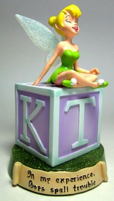 In my experience boys spell trouble Tinker Bell on block figure
