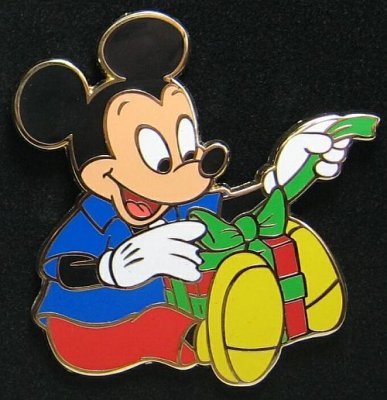 Mickey Mouse opening Christmas gift Disney pin