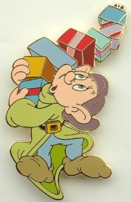 Dopey with Christmas presents Disney pin