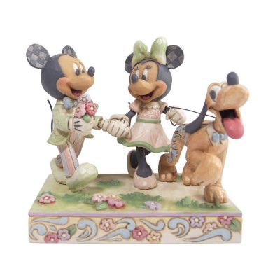 'Springtime Stroll' - Minnie and Mickey Mouse with Pluto White Woodland figurine (Jim Shore Disney Traditions)
