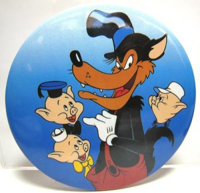 Big Bad Wolf with the Three Little Pigs button