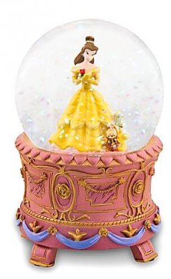 Belle with Cogsworth and Lumiere mini snowglobe