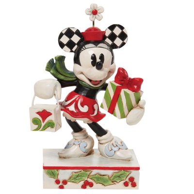 Minnie Mouse 'black, white, red, and green' bag and gift Christmas figurine (Jim Shore Disney Traditions)