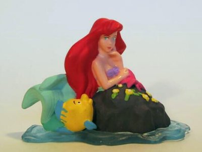 Ariel on rock with Flounder Disney PVC figure