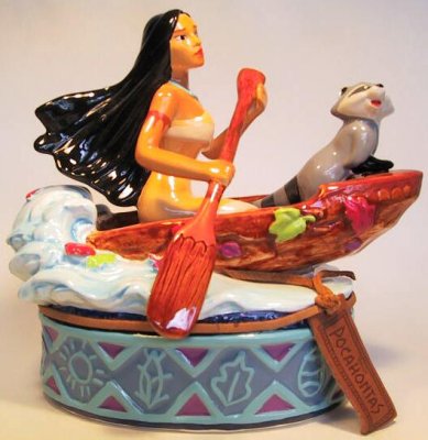 pocahontas & meeko in canoe music box from our other