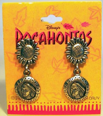 Pocahontas drop medallion sunflower earrings