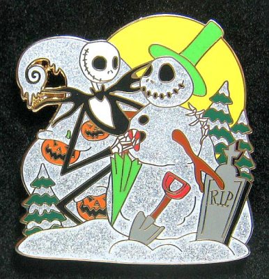 Jack Skellington and snowman pin