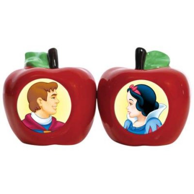 Snow White and Prince apples magnetized salt and pepper shaker sets