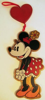2-sided Minnie Mouse wooden ornament