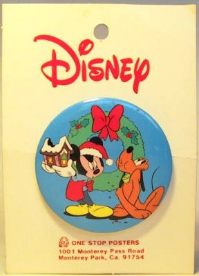 Mickey & Pluto Christmas button