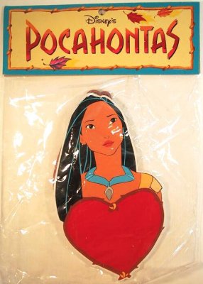 Pocahontas with red heart wooden ornament