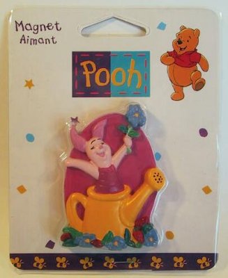 Piglet and watering can resin magnet