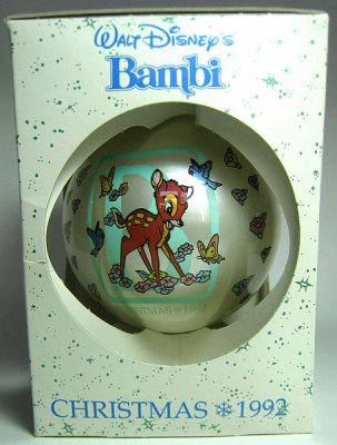 Bambi and butterflies glass ball ornament