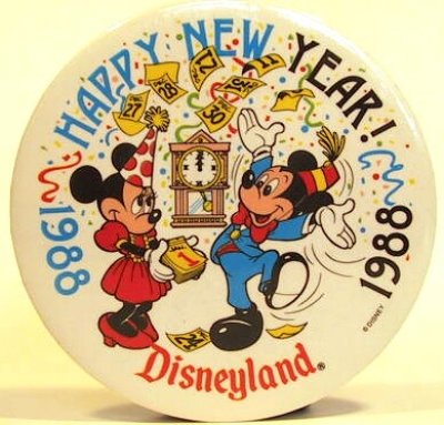 Happy New Year 1988 at Disneyland button