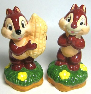 Chip and Dale with peanut salt and pepper shaker set