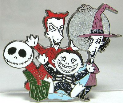 Lock & Shock & Barrel with Jack Skellington jack-in-the-box pin (Mystery pin set)