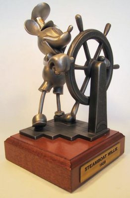 Mickey Mouse as Steamboat Willie large pewter figure