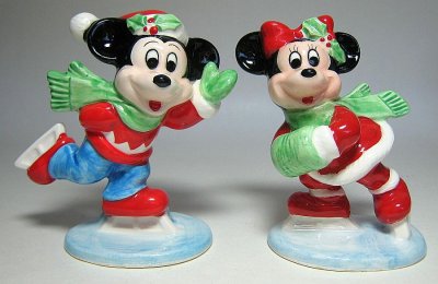 Mickey Mouse and Minnie Mouse ice skating figures
