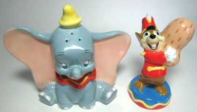 Dumbo and Timothy Mouse with peanut salt and pepper shaker set
