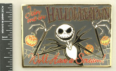 We'll have a scream! Jack in Halloweentown postcard pin