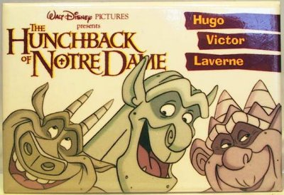 Hugo, Victor, and Laverne Notre Dame Disney button