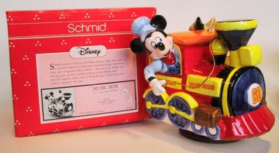 Mint Condition & Works Perfectly Vintage 1980's Schmid Walt Disney Characters Train Engineer Mickey Mouse Music Box Made in Japan