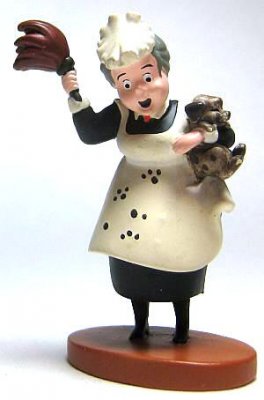 Nanny & Dalmatian puppy miniature pewter figure