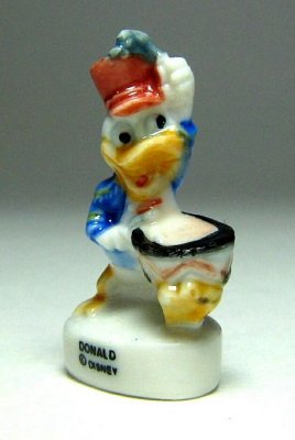 Donald Duck playing drum porcelain miniature figure