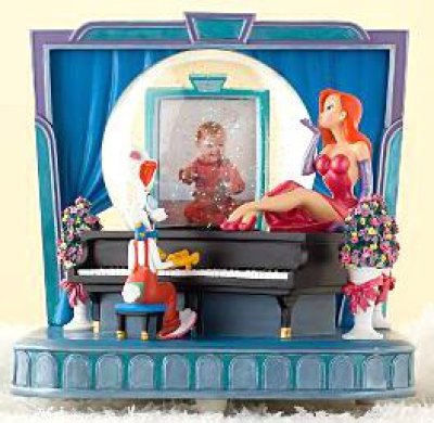 Roger & Jessica at piano picture frame musical snowglobe