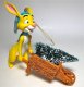 Rabbit with Christmas tree in wheelbarrow ornament (Grolier)