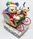 'Laughing All The Way' - Mickey Mouse and Pluto on sled Christmas musical figurine (Jim Shore Disney Traditions) - 0