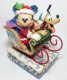 'Laughing All The Way' - Mickey Mouse and Pluto on sled Christmas musical figurine (Jim Shore Disney Traditions)
