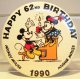 Mickey Mouse and Minnie Mouse Happy 62nd Birthday 1990 button
