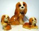Set of Lady and two puppies ceramic figures - 0