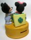 Baby Mickey Mouse opens gift with Minnie Mouse inside bisque Disney Christmas figurine - 1