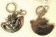 Cheshire Cat wide grin pewter keychain
