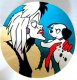 Cruella de Vil with Dalmatian puppy Disney large charger plate (Brenda White) - 0
