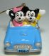 Mickey and Minnie in blue Thunderbird car ornament