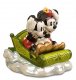 Mickey and Minnie on green sled salt and pepper shaker set - 0