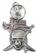 Skull & swords pewter keychain