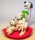 Pongo with 2 puppies on snow board ornament (Grolier)